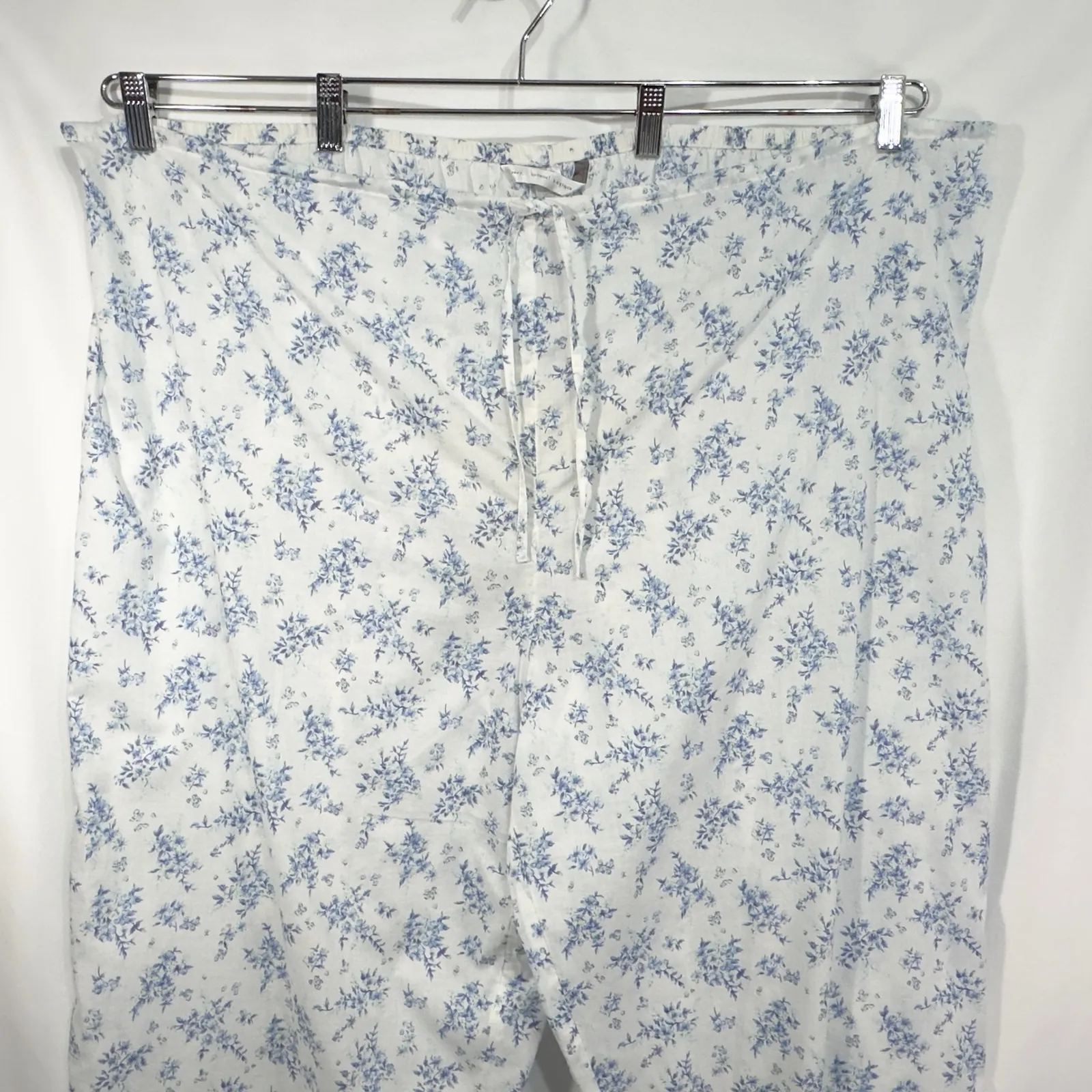 Cacique Plus Size 22W 24W Pajama Set‎ White Blue Floral Sleeveless Cotton 579 - Image 12
