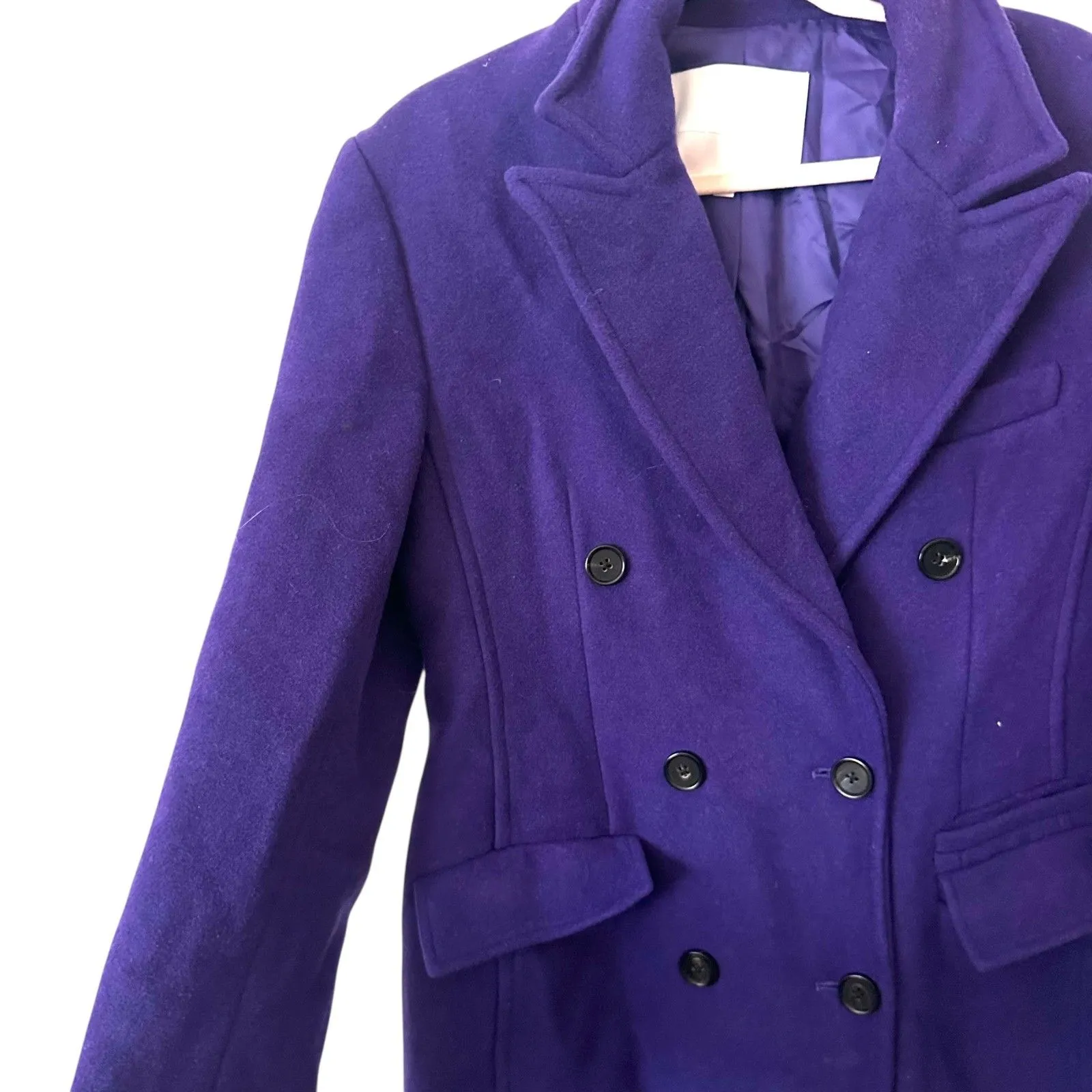 LBV Wool Blend Long Peacoat Dark Purple Medium - Image 4