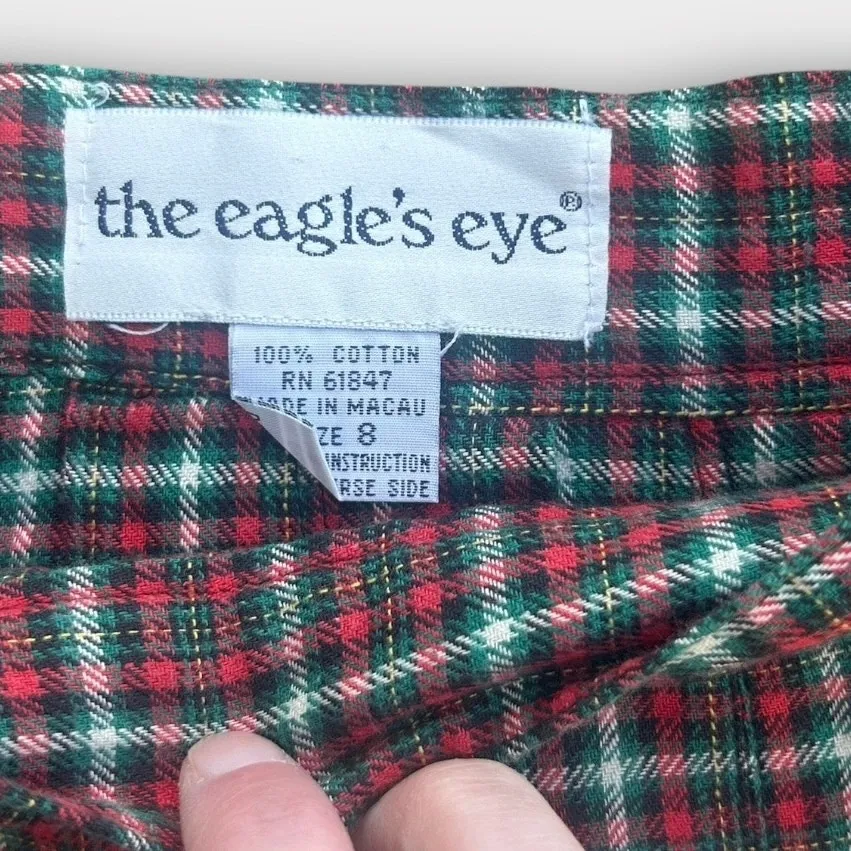 Vintage 90s The Eagle's Eye Red Plaid Pleated Mini Skirt 8 Punk Grunge Academia - Image 2