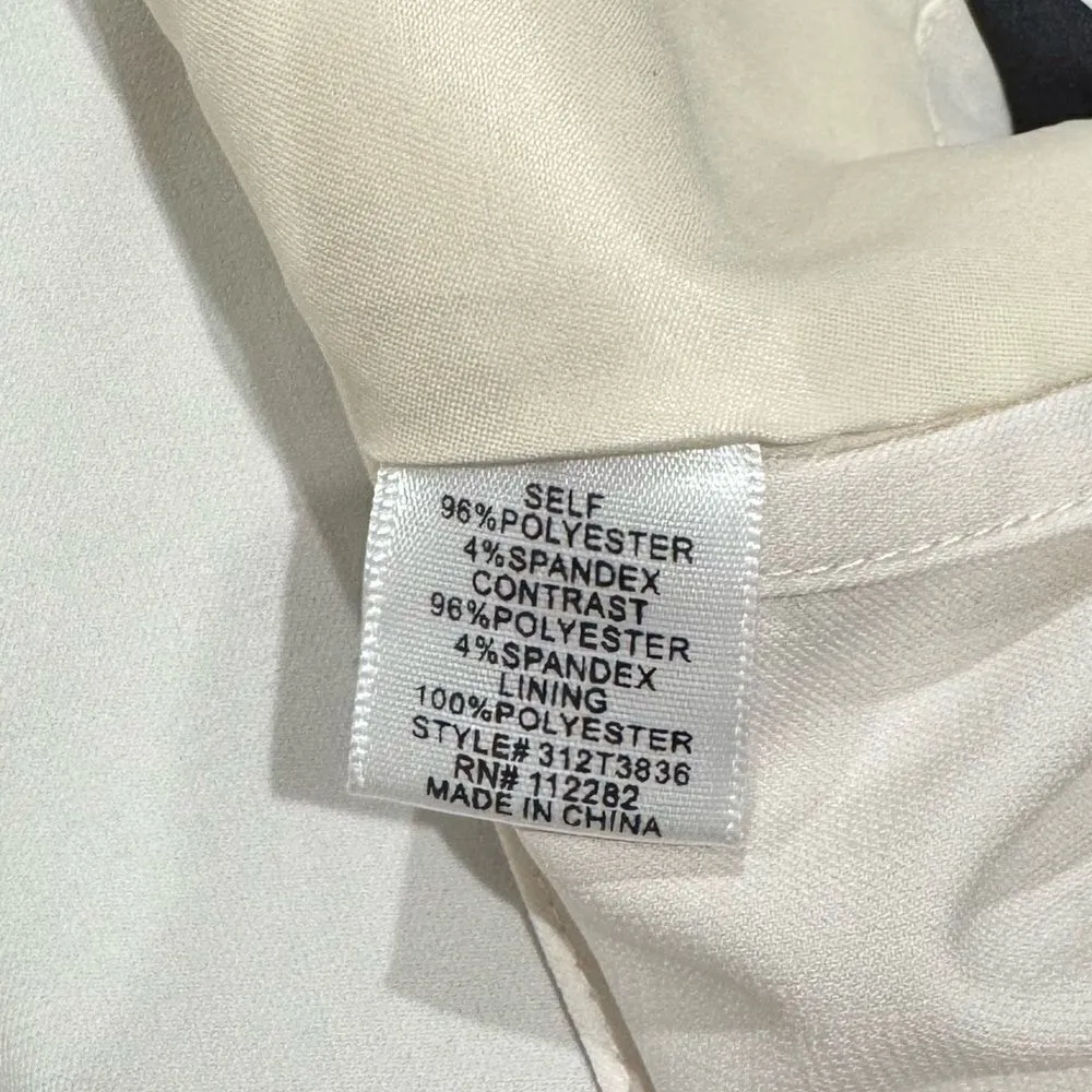 Greylin Anthropologie  Cream and Blue Collarless Blazer Jacket Women’s Medium - Image 4