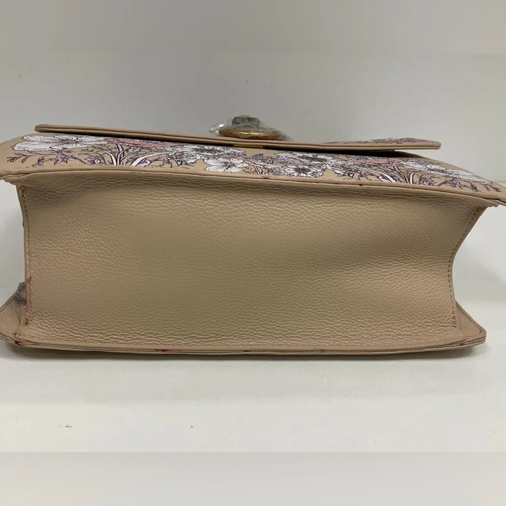 Sharif Satchel Floral Design Floral Embellished Beige and Burgundy Handbag NWT Red - Image 6