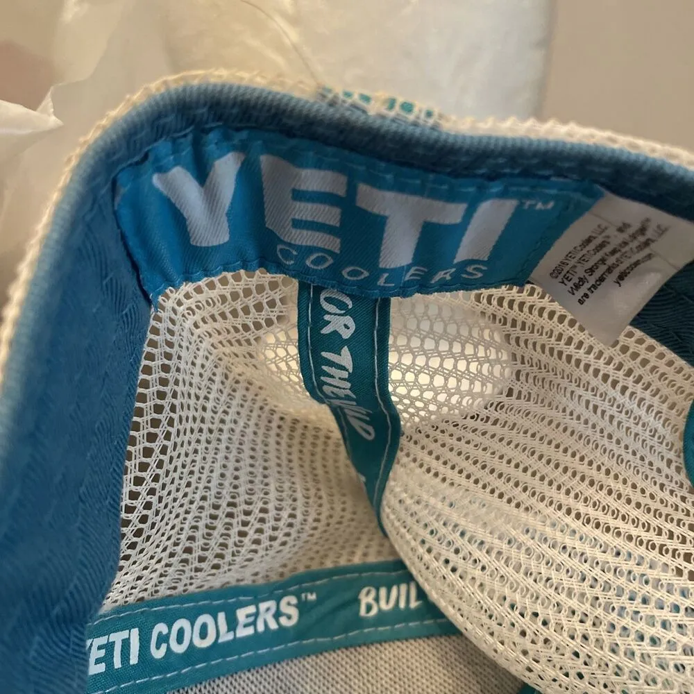 YETI Tarpon Fish Trucker Hat Baseball Cap Light Blue Teal SnapBack Mesh Fishing - Image 8