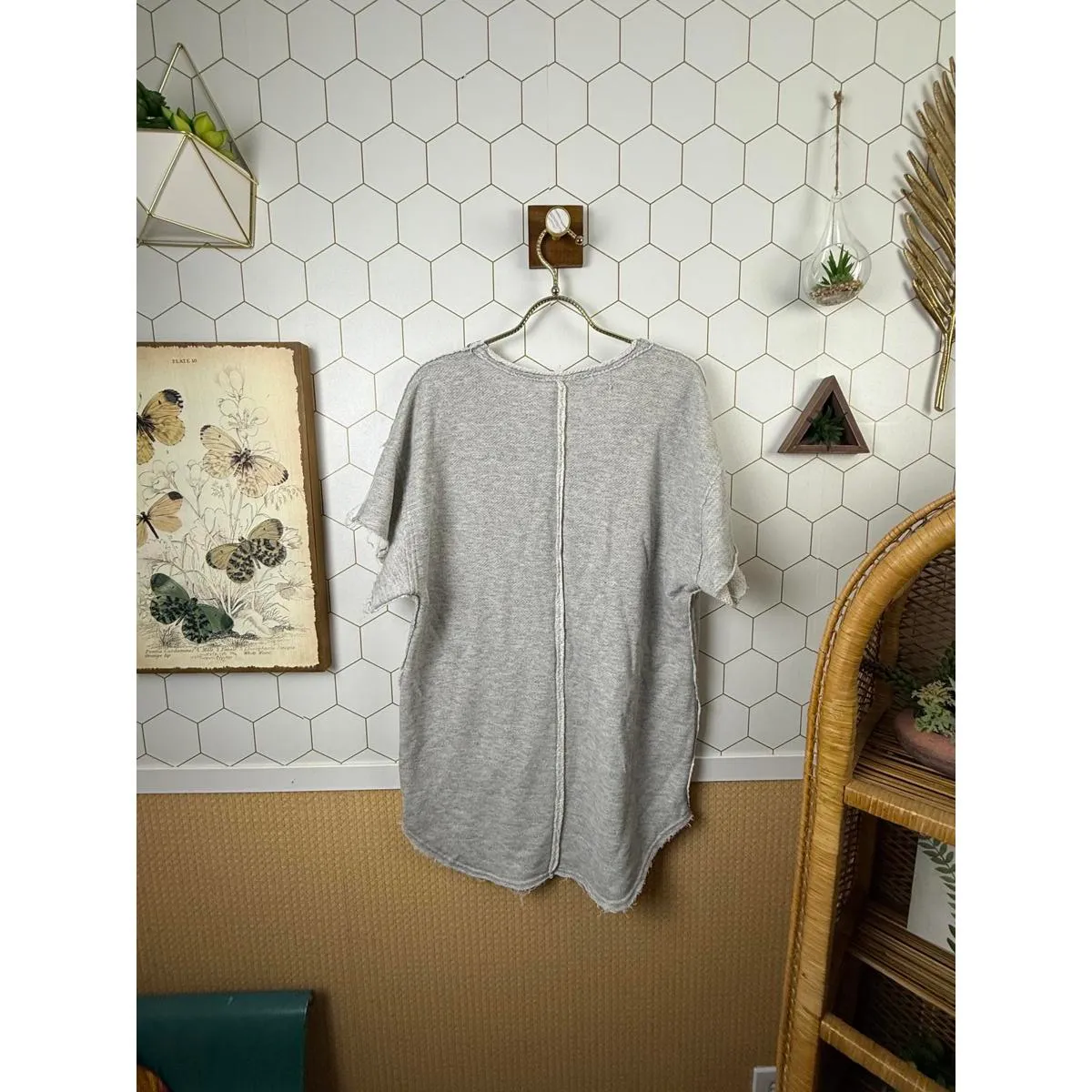 We The Free Light Grey Henley Tunic Sweatshirt Top - Size - Medium - Image 3