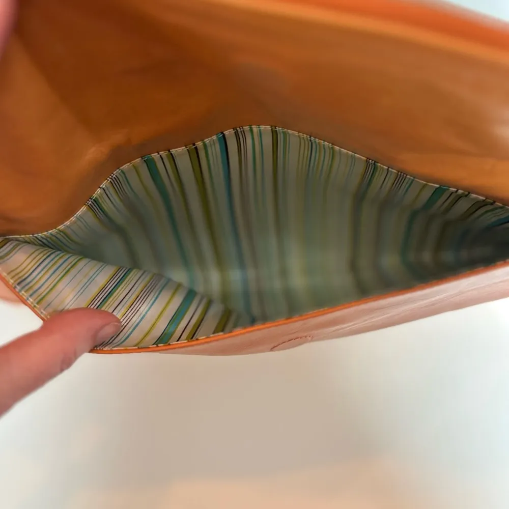 Kate Landry Clutch Orange Purse Preowned With Strap - Image 4