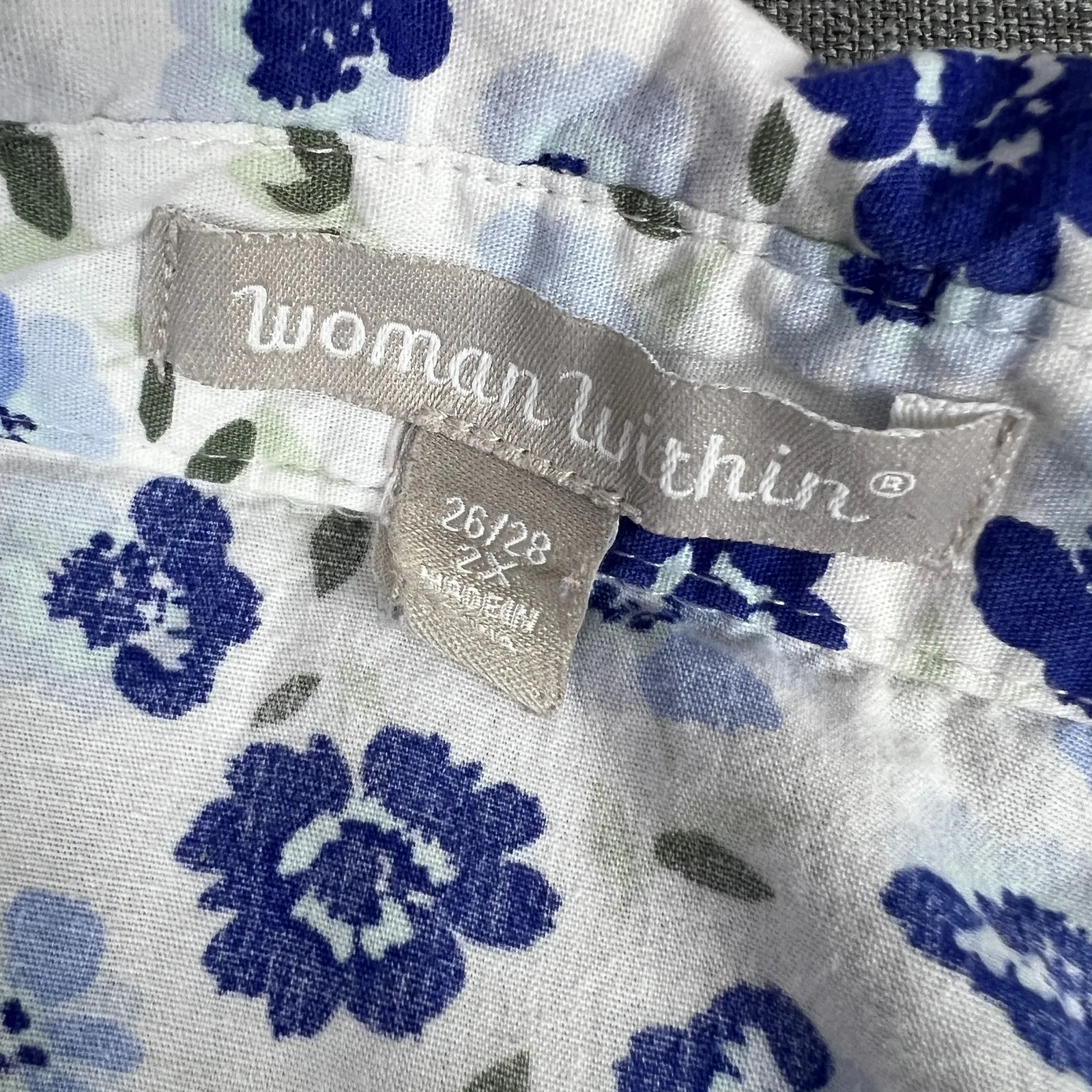 Woman Within 100% cotton floral cottage core button up‎ top Sz 26/28 2XL - Image 3