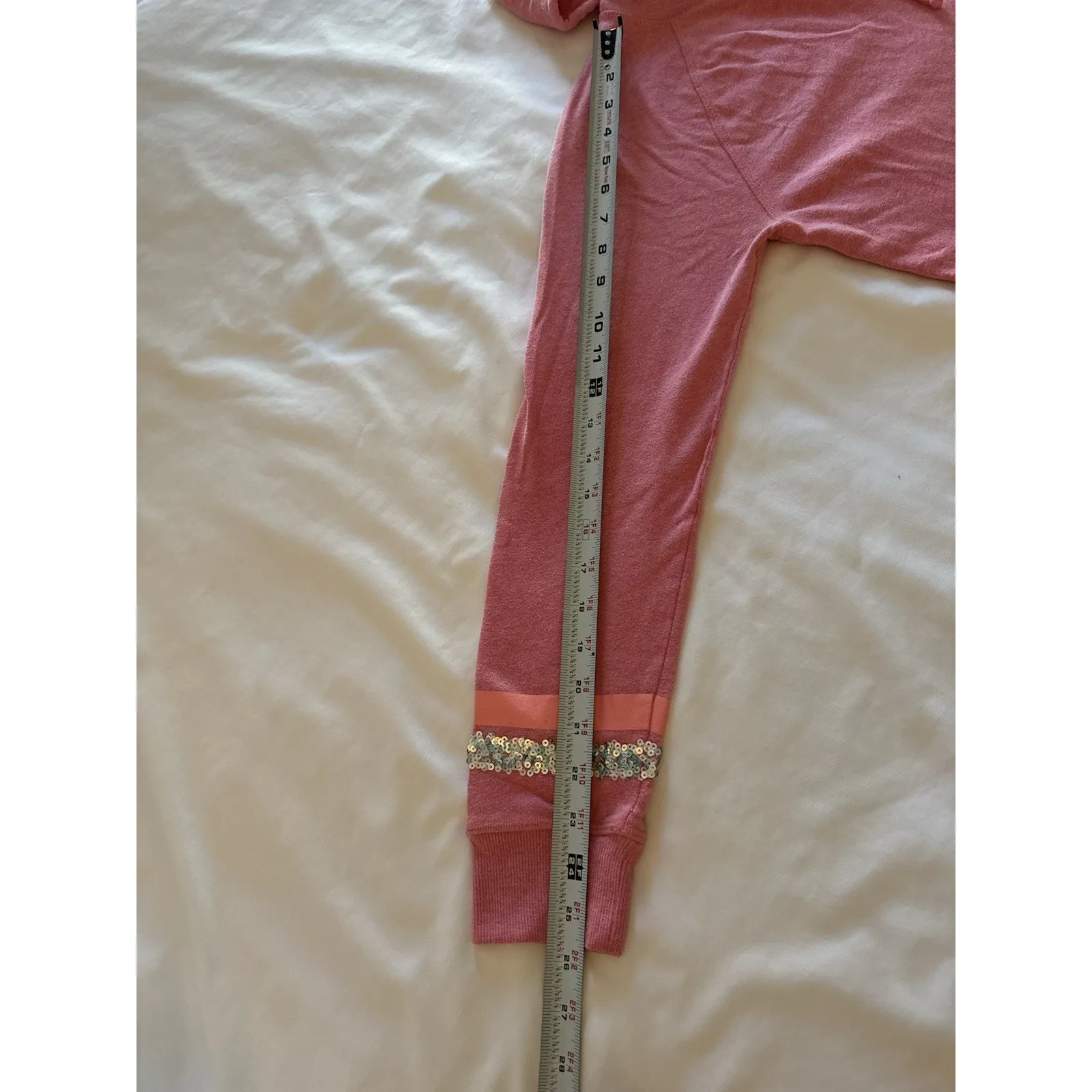 Victoria's Secret Pink Hoodie Women's Medium Sequin Love Embellished Cotton Y2k - Image 4