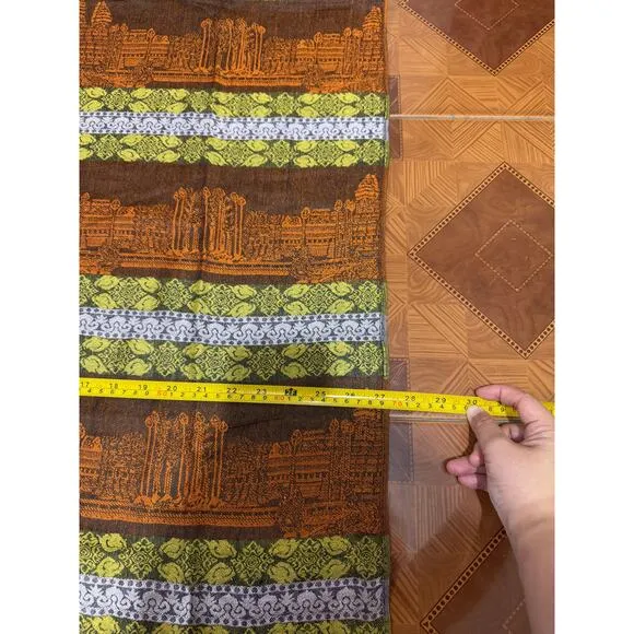 Vintage 100% New Silk Scarf of Angkor Wat Temple in Cambodia‎ - Image 7
