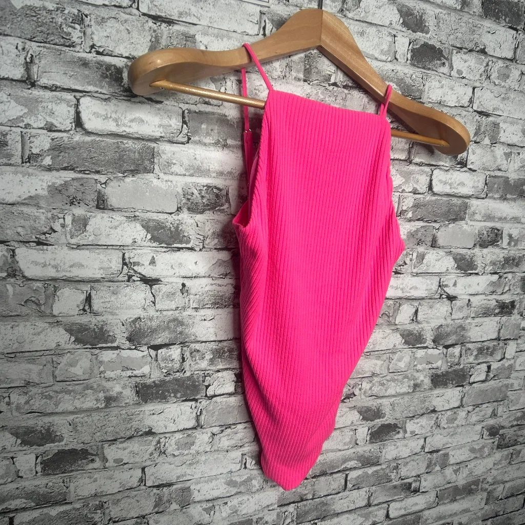 EUC Show Me Your MuMu Portia Bodysuit Vibrant Pink Adjustable Straps Size Small - Image 2