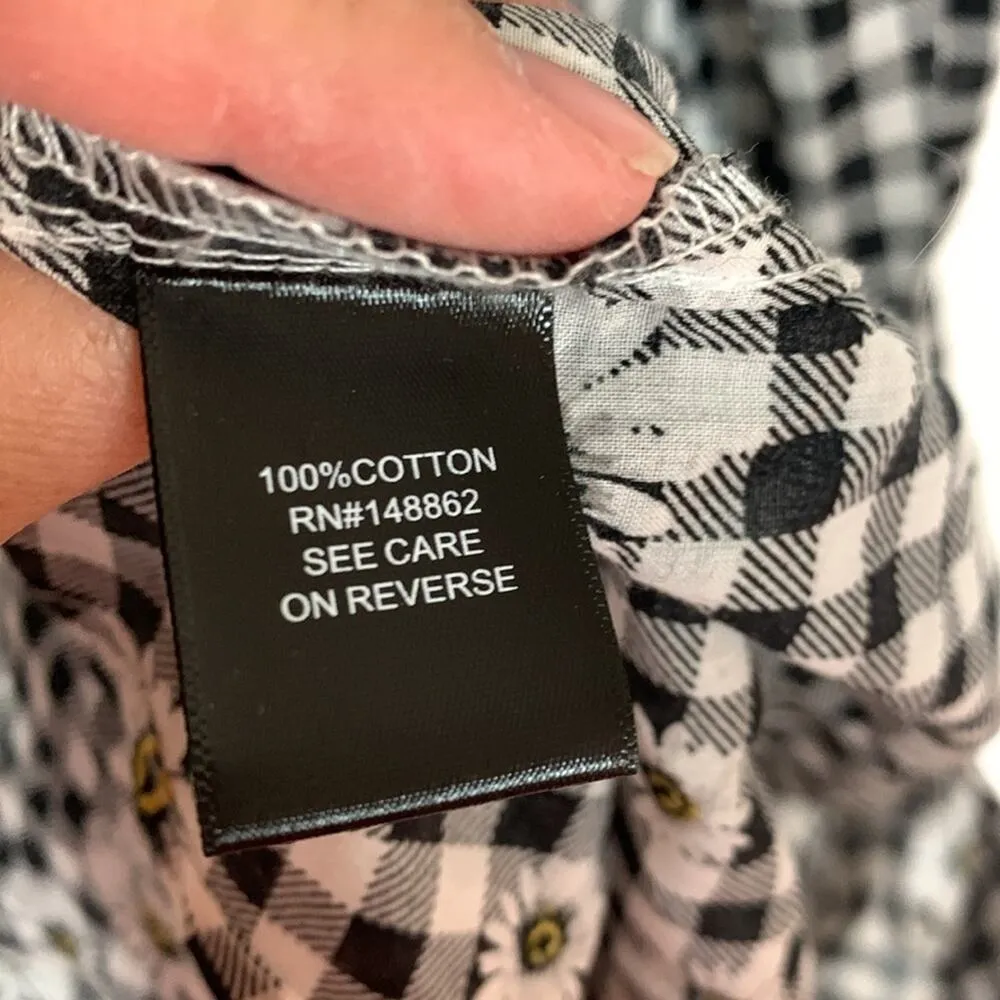 Torrid size 00 medium large kimono open front gingham daisy cardigan black new - Image 9