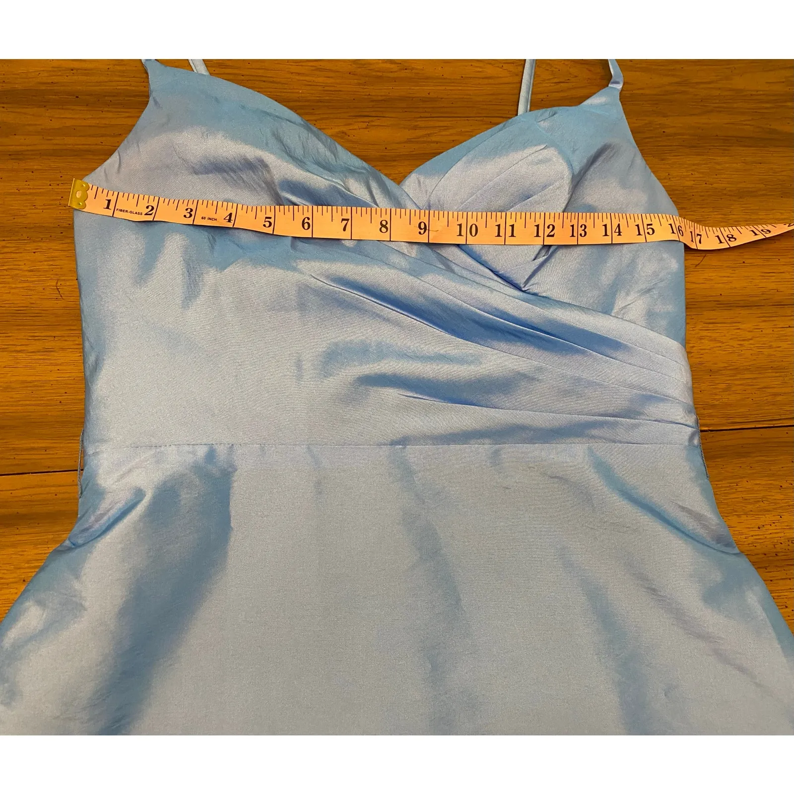 Da Vinci Ice Blue Satin Fit & Flare Y2K Holiday Party Dress Size 10 VTG - Image 7