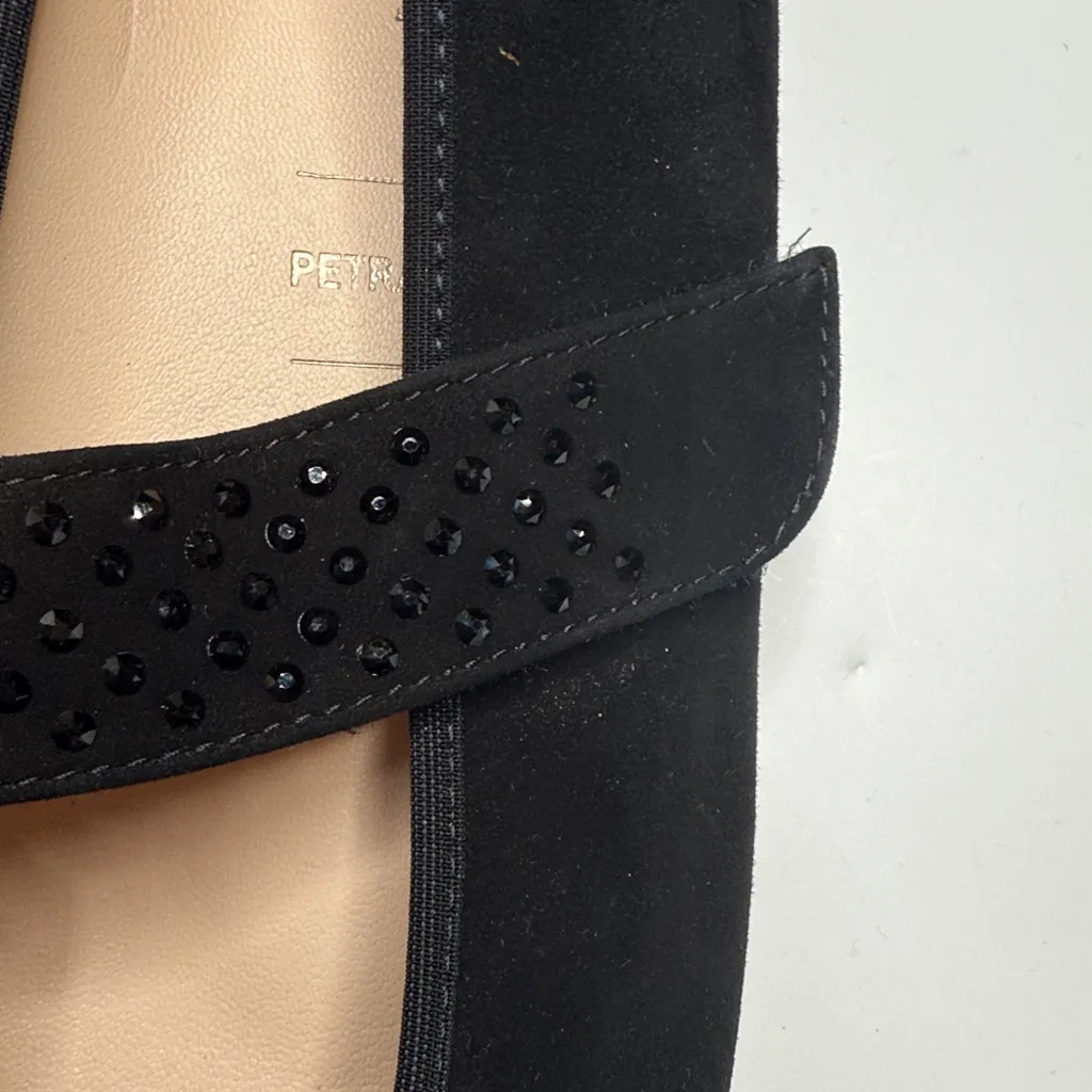 Hassia Petra Black Suede Mary Jane Wedge Suede Gem Strap Shoes S - Image 5