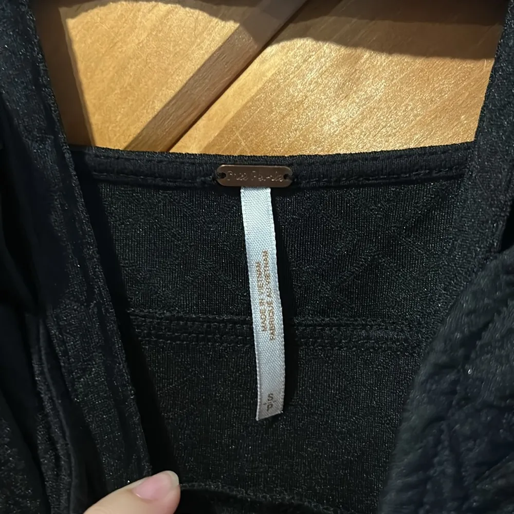 Free People Black Jacquard Cut-Out Peplum Royalty Tank Top - Image 5