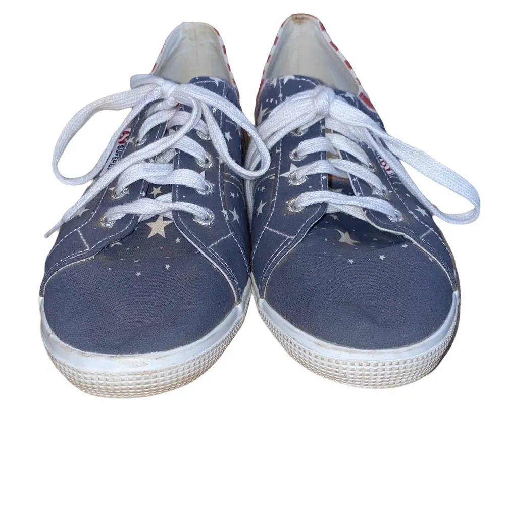 Superga Red White Blue Flag Canvas Sneakers - Image 3
