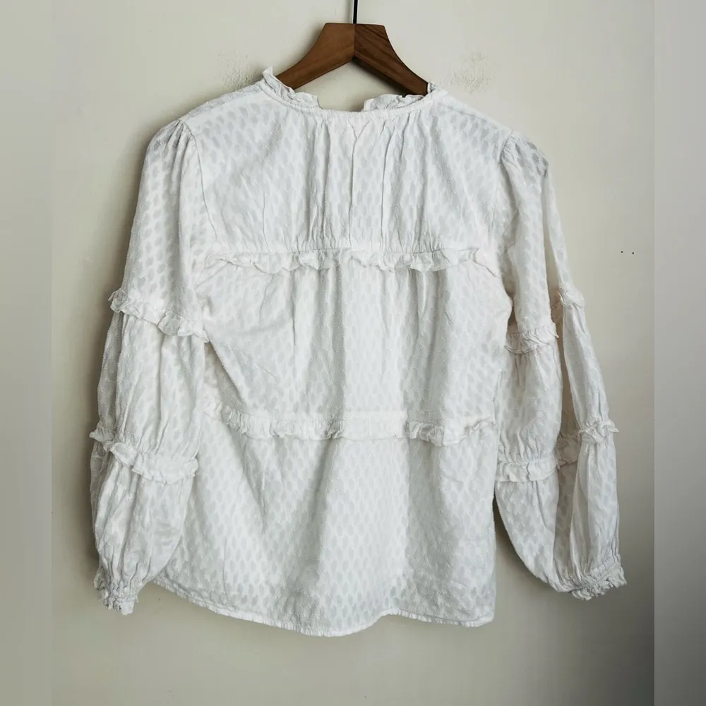 Anthropologie Maeve Angela White Ruffled Peasant Blouse XS - Image 6