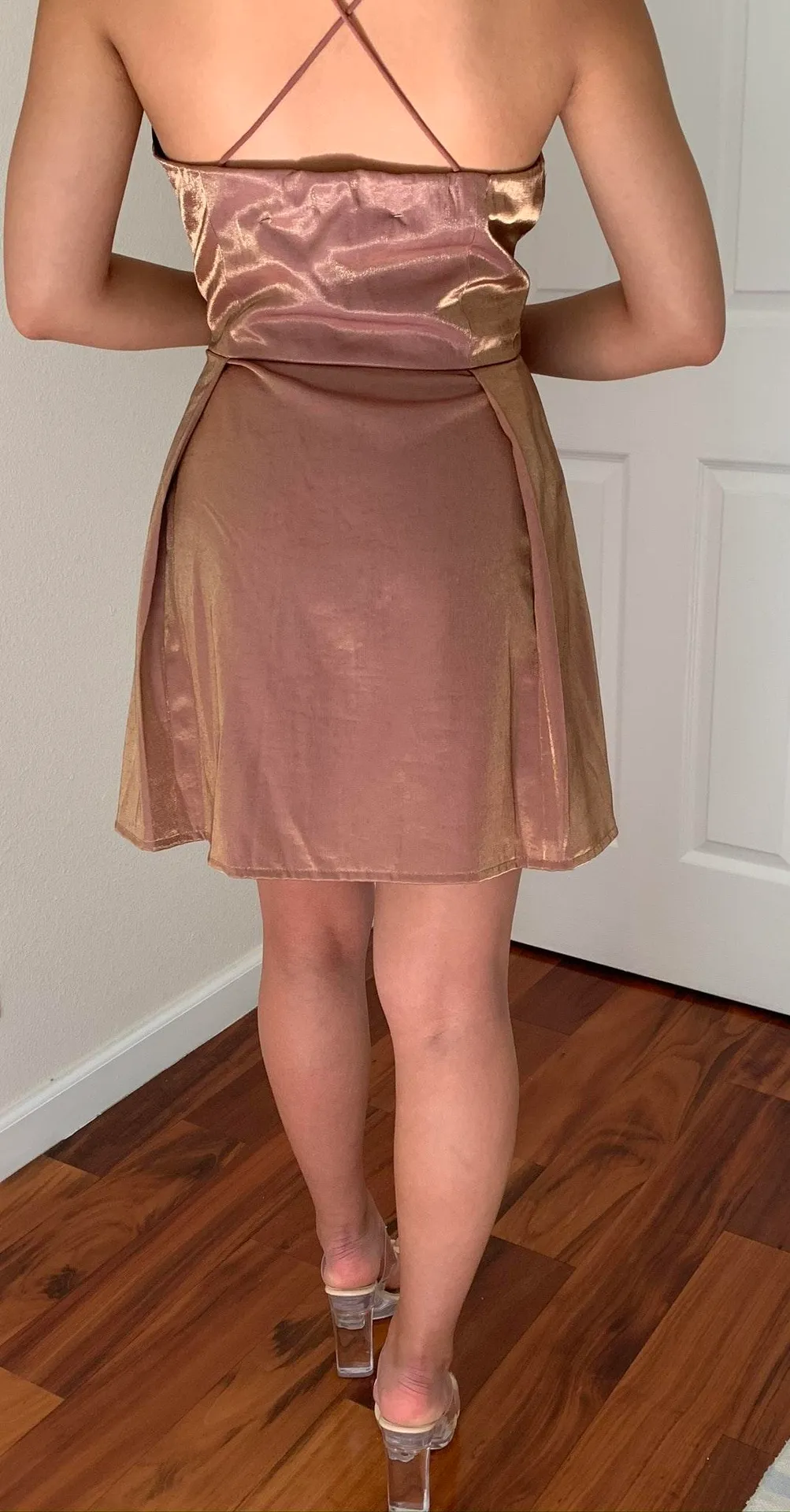 After Market Rose Gold Metallic Mini Dress - Image 5