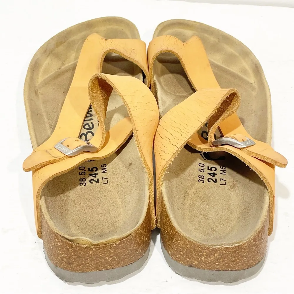 Birkenstocks Betula Sandals Size 7 Salmon Orange Z Strap Sandals Cork Sole - Image 5
