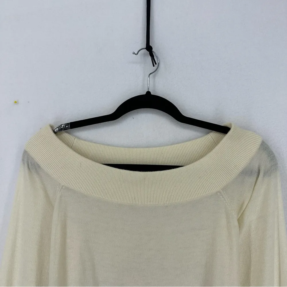 NWT Rebecca Taylor Off Shoulder Wool Blend Sweater Womens Large Beige - Image 4