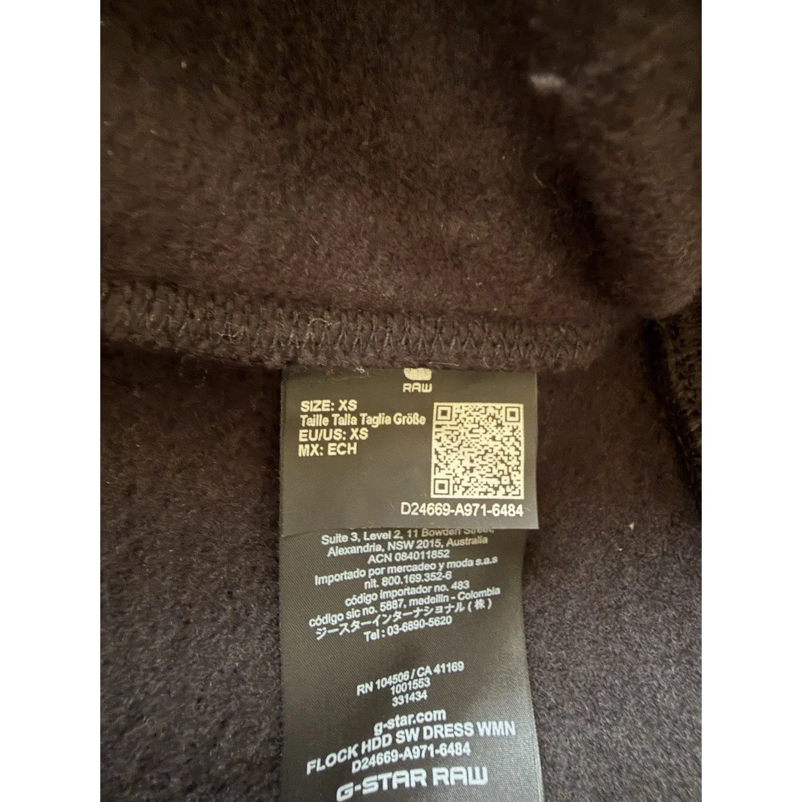 G-Star Raw Black Flocked Hoodie Sweatshirt Dress New With Tags Size Extra Small - Image 9