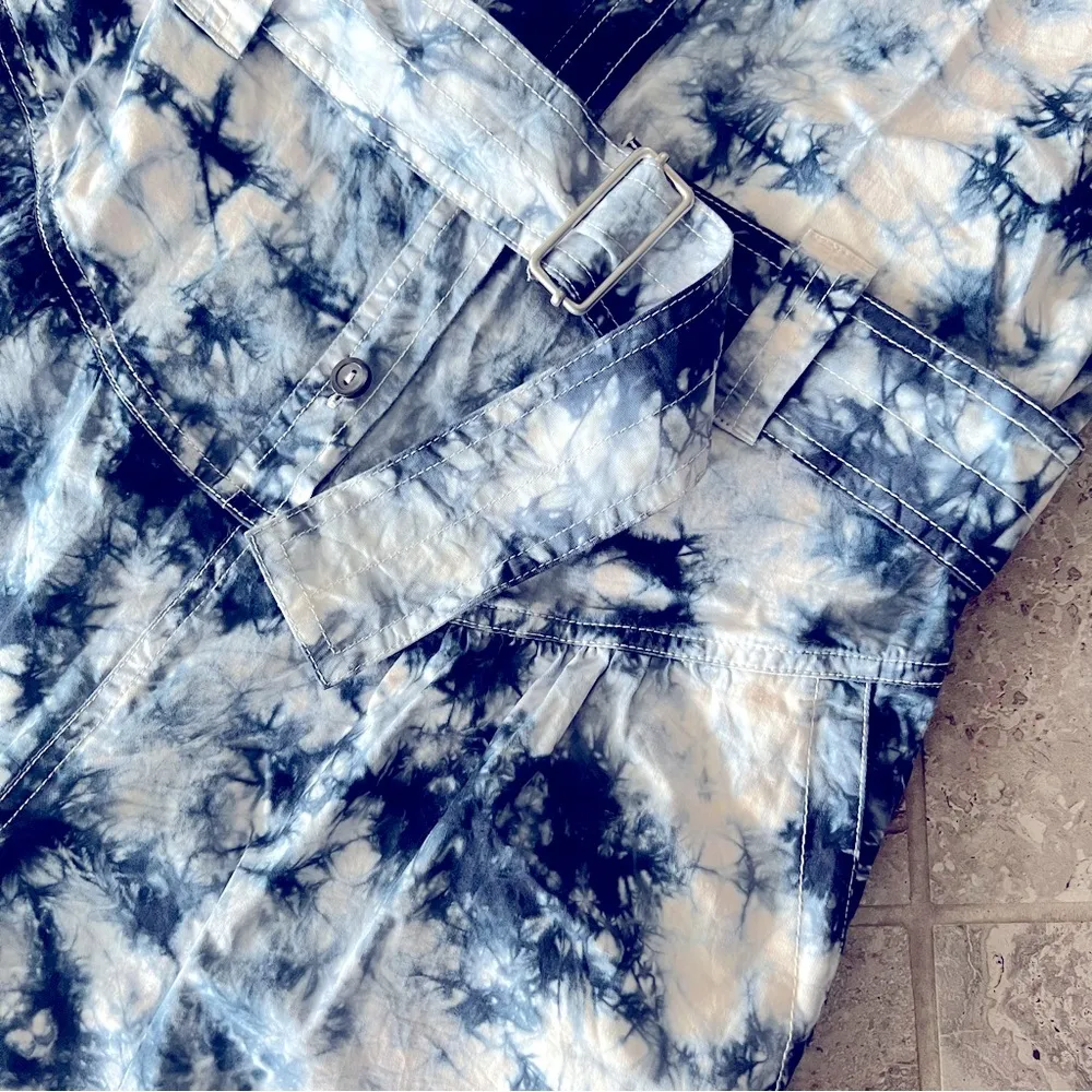 La Vie Ink Tie Dye Jumpsuit in White/Navy Size XS New w/Tag MSRP $325.00 - Image 10