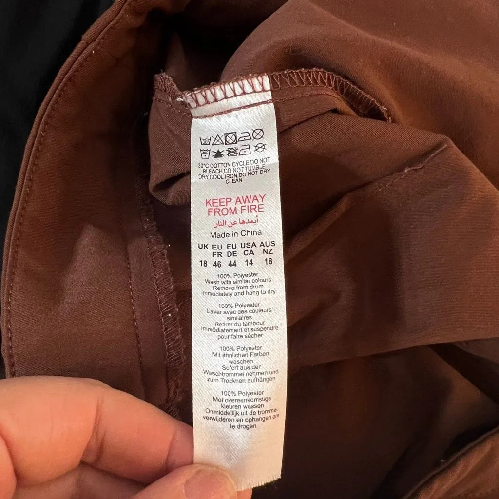 Pretty little thing chocolate brown wide leg cargo pants size 14 - Image 10