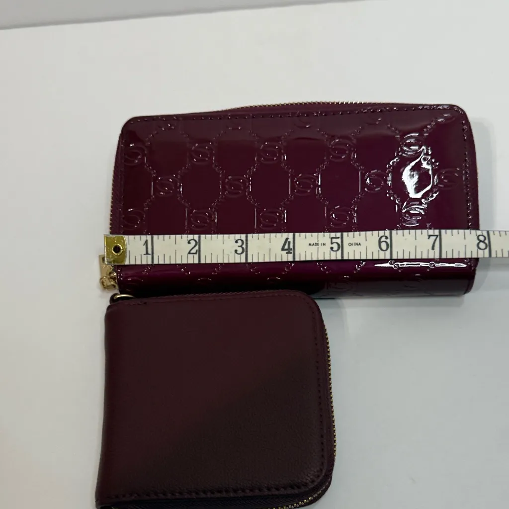 Bebe Maroon Wallet Duo with Gold Accents - Image 5
