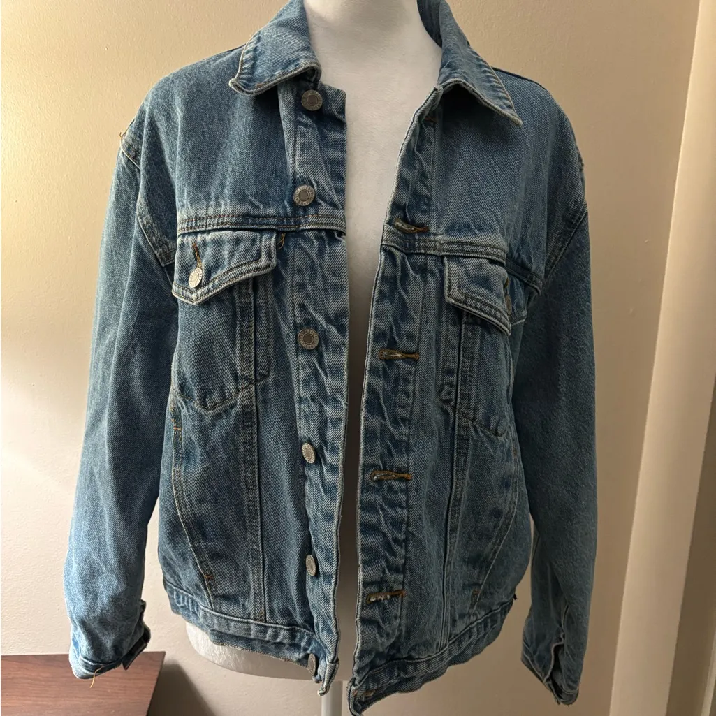 Brandy Melville  Blue Denim Flannel Lined Jacket Size S - Image 2