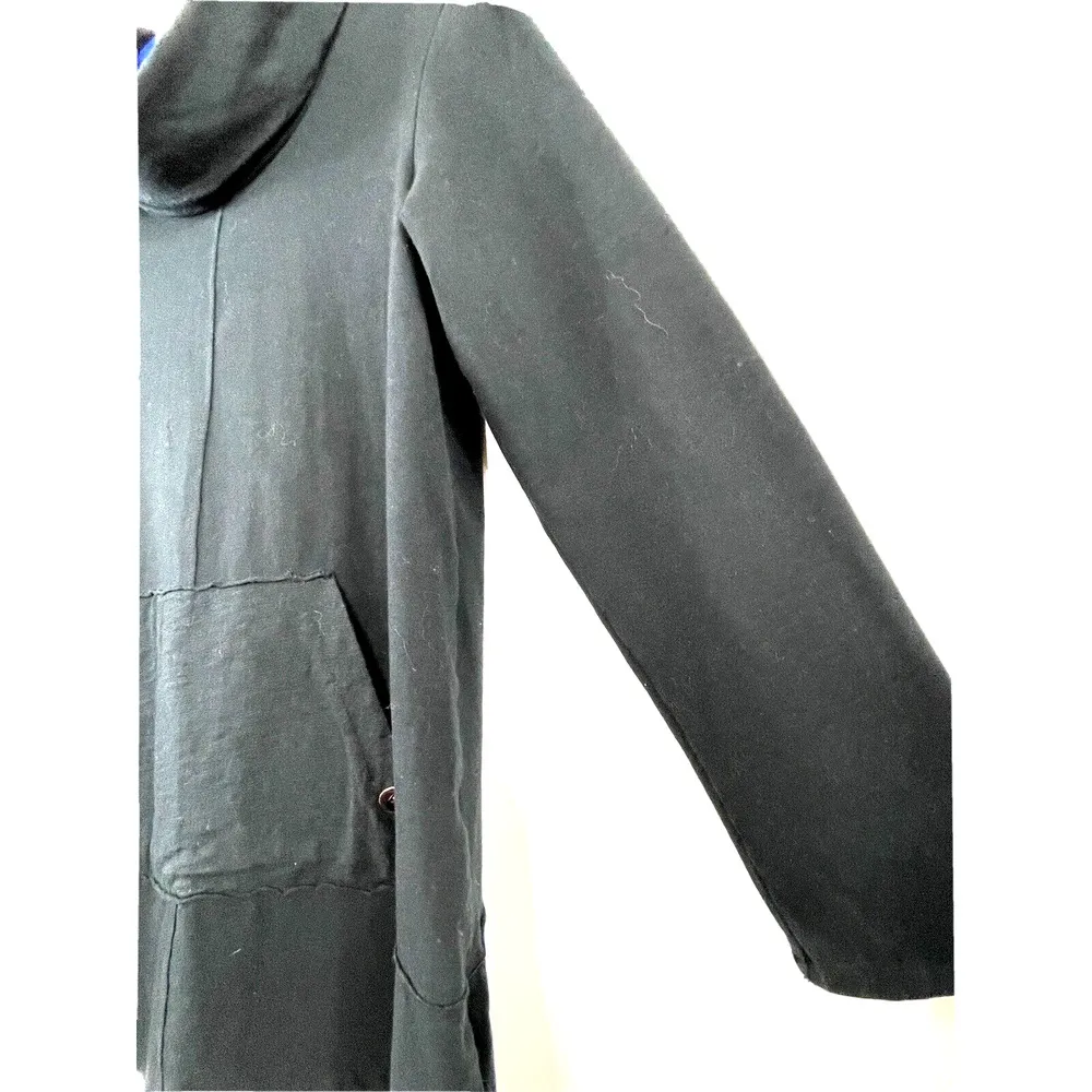 HABITAT Size XS Black Cotton Long Sleeve Cowl-neck Long Sleeve Tunic Top Pocket - Image 4