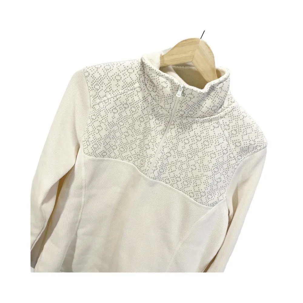 Eddie Bauer Womens  Jacket Beige Fleece Lined Waist Length 1/2 Zip Mock Neck L - Image 5