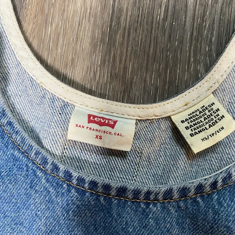 Levis Aly Denim Pinafore Light Wash Mini Dress XS Boho Western Femme Granola 90s - Image 4