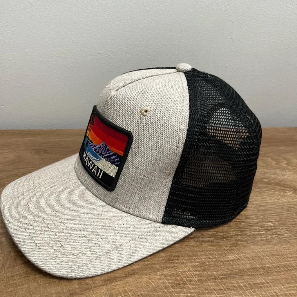 Legacy Hawaii Trucker Hat, Sunset Patch Cap, Surf Beach Mesh Snapback Tan - Image 8