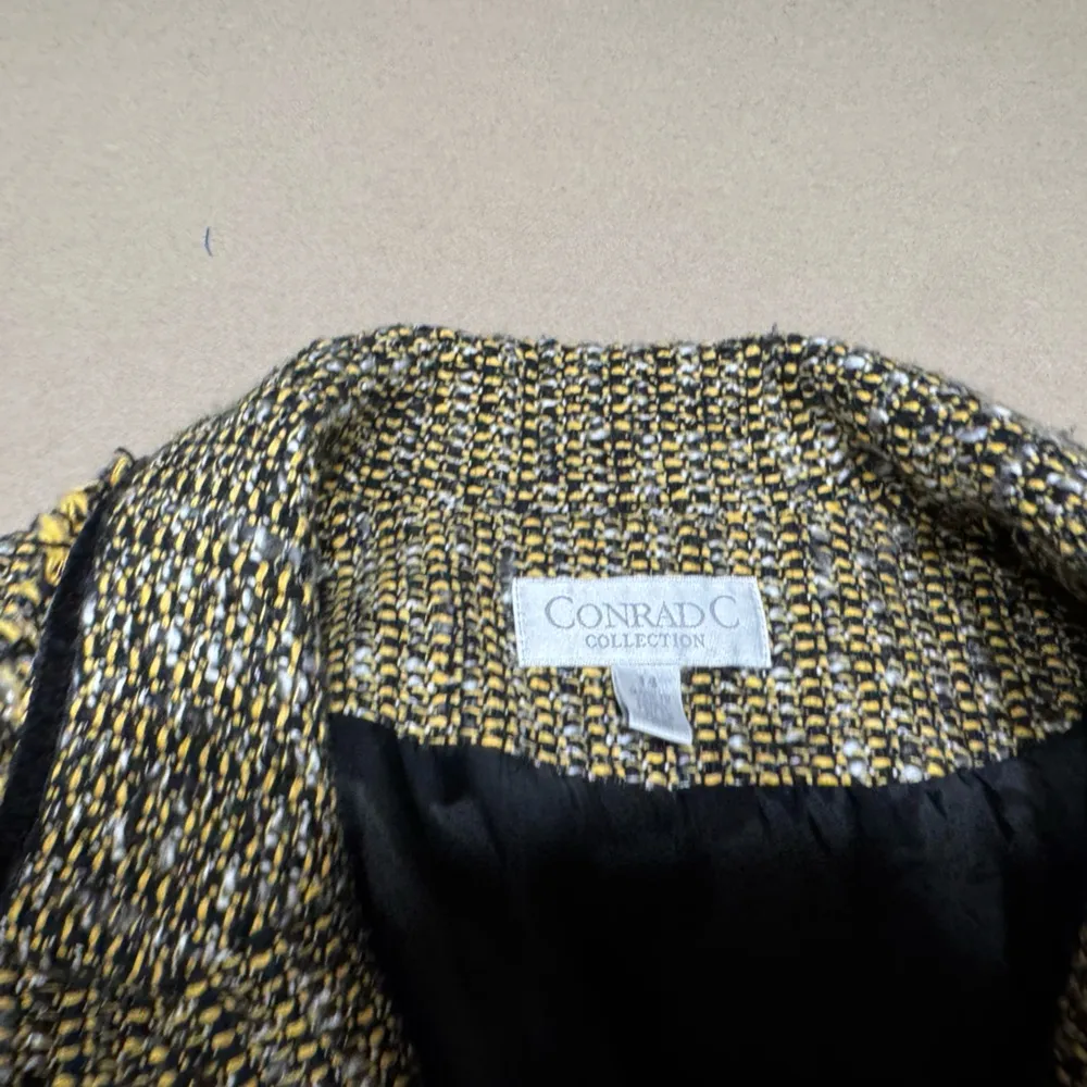 Conrad C Collection Black and Yellow Tweed Blazer Size 12 - Image 4