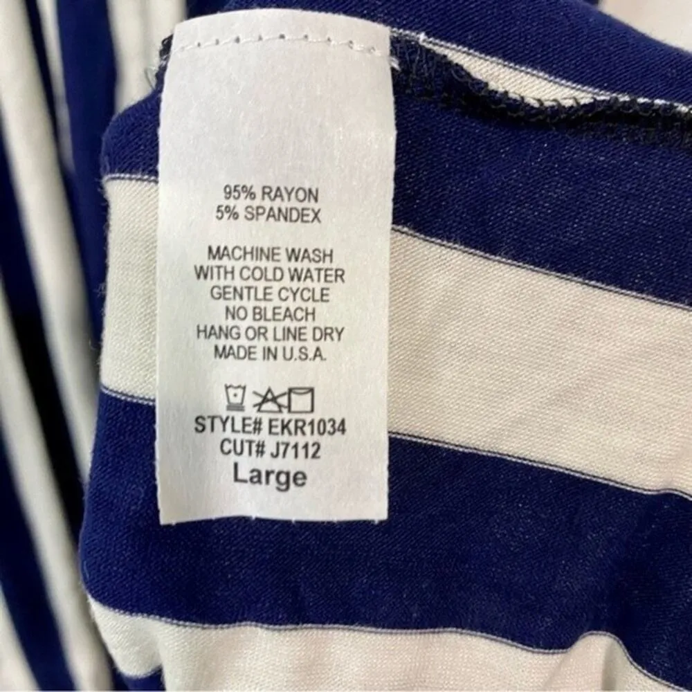 Egs California Women’s Sleeveless Blouson Jumpsuit Navy & White Stripe Size L Blue Size L - Image 5