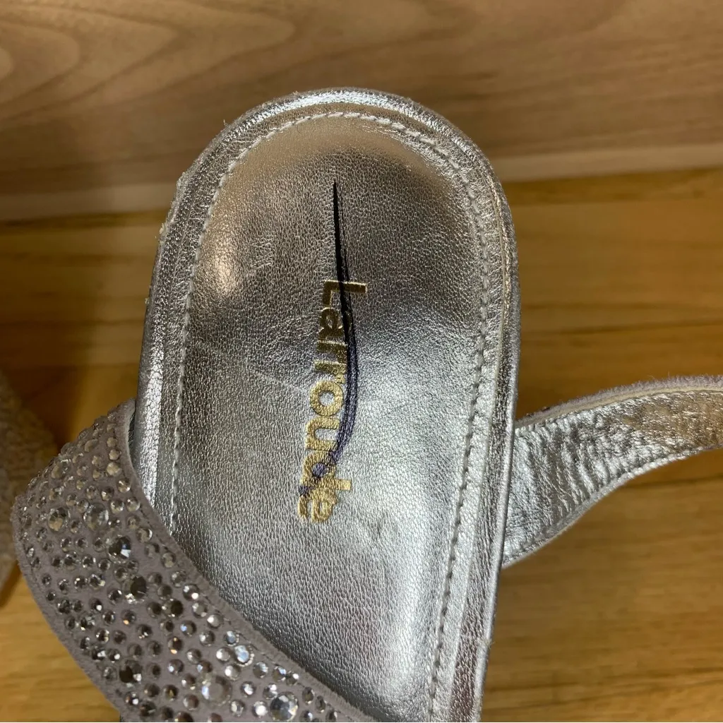 Larroude Dolly Crystal Platform Heels in Grey and Crystal - Image 9