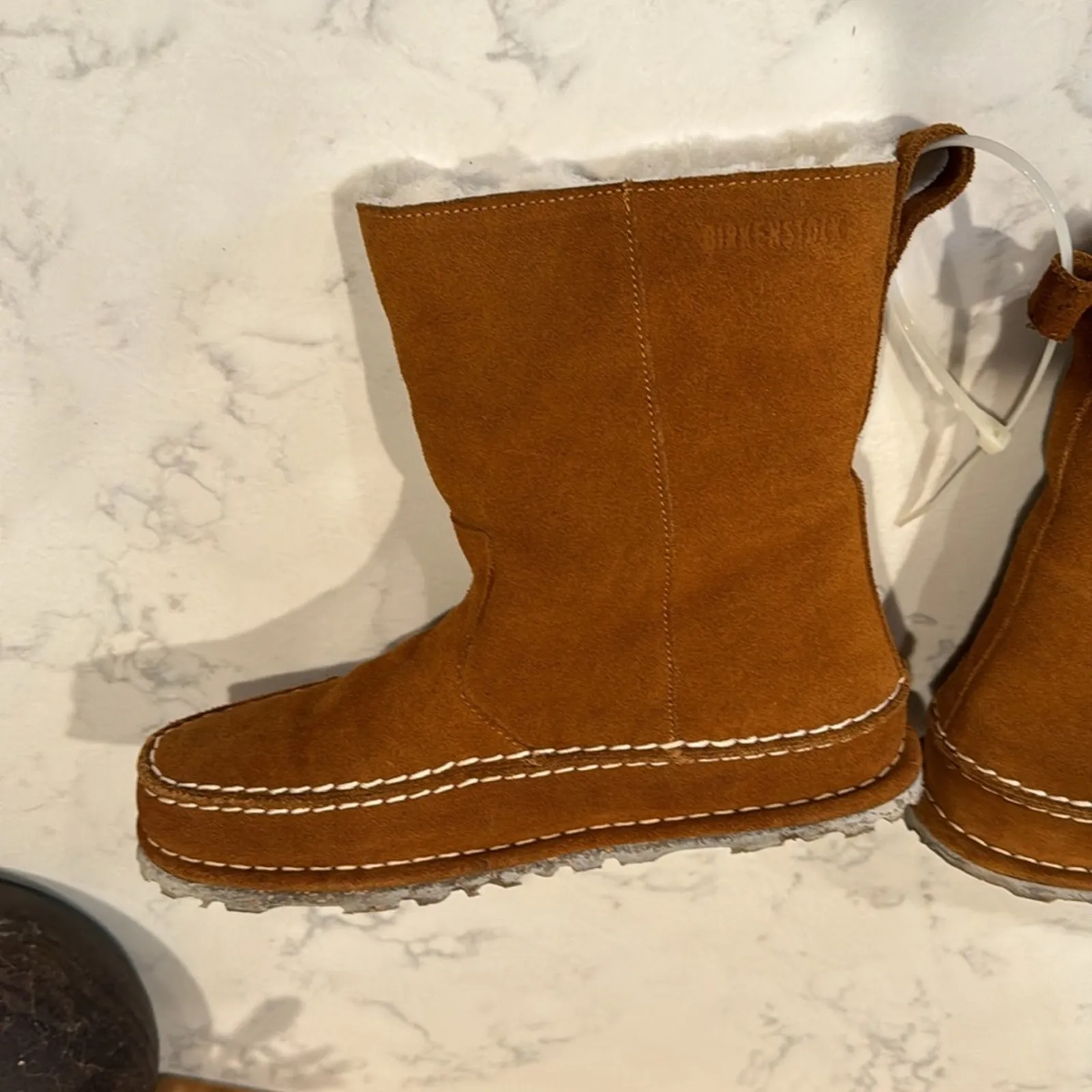 Birkenstock Lahti Mink Brown Suede Shearling boots bohemian western size 36 - Image 6