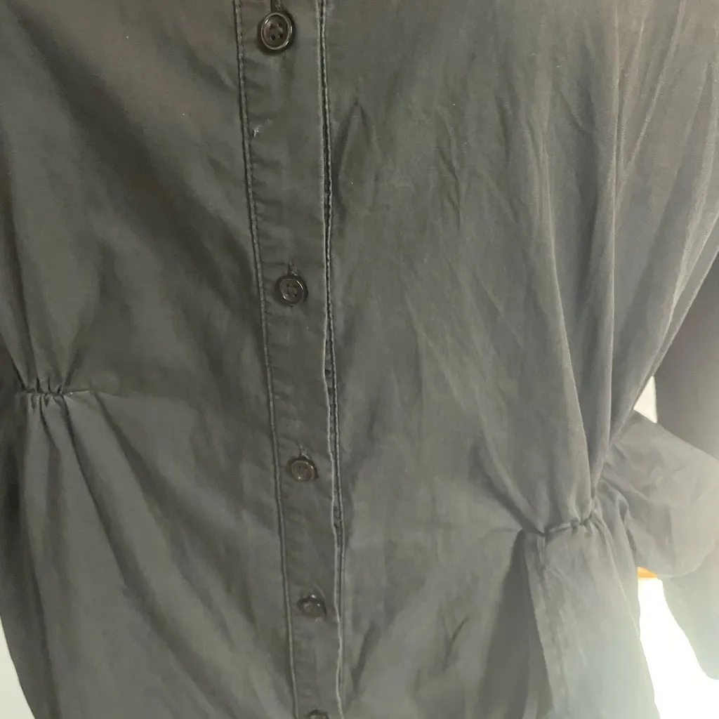 Aureum Black poplin ruffle shirt dress button down size medium - Image 4