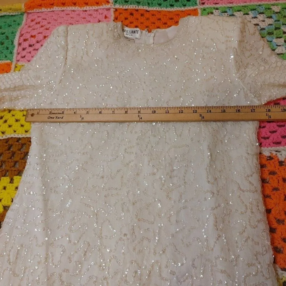 Brilliante by J.A White Vintage Sequin Beaded 80's Size Small Shoulder Pads Retr - Image 4