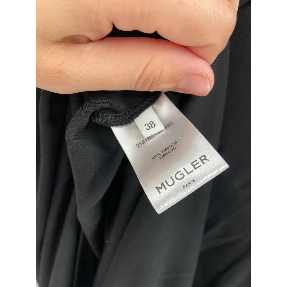 Mugler Black Cut Out One Shoulder Viscose Jersey Sleeveless Midi Dress Size 38 - Image 7