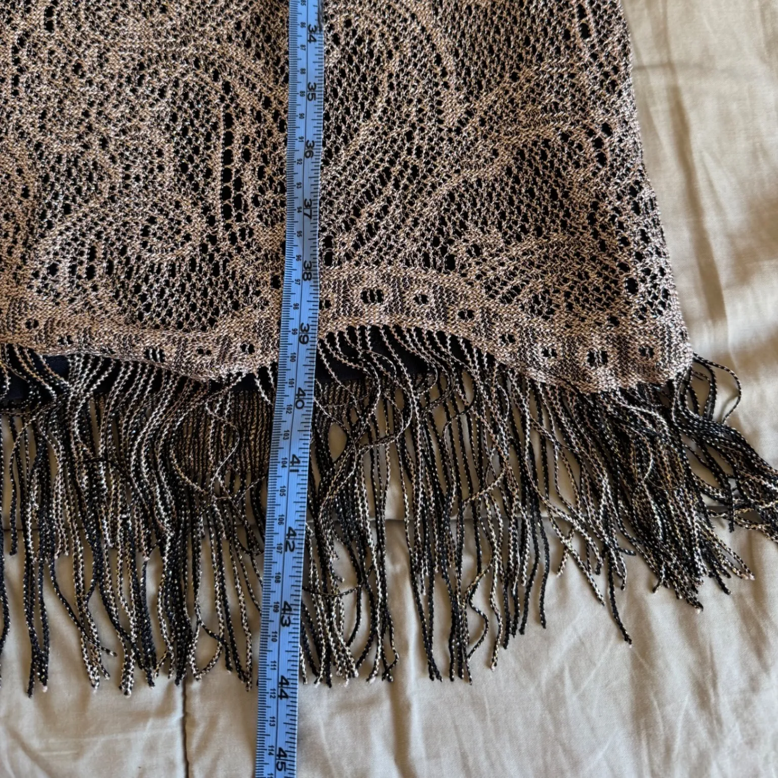 Venus sz 1X Women Gold Paisley Fringe Sheer Midi Dress Flapper Party Evening y2k - Image 11