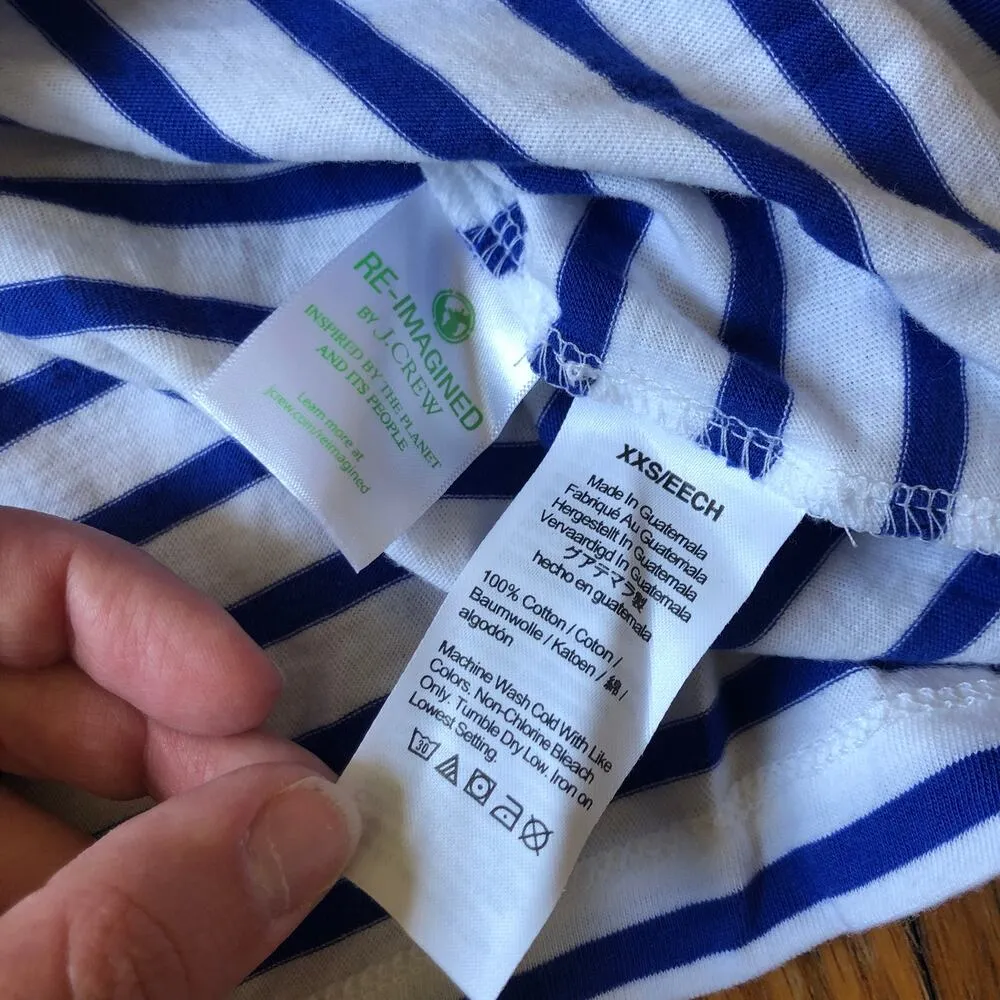 J. Crew NWT Blue White Striped Puff Sleeve Knit Top Size XXS - Image 10