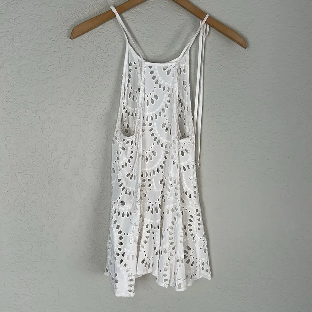 Intimately Free People White Eyelet Lace Halter Top Swing Festival Sheer Boho - Image 9
