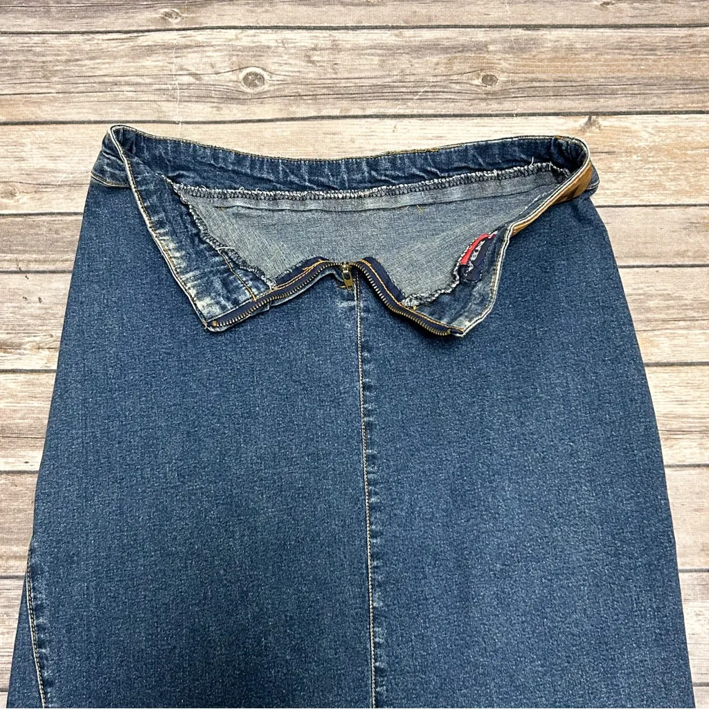 NBA Medium Wash Basketball Embroidered Denim Pencil Skirt 9 Knicks Nets Wizards - Image 6