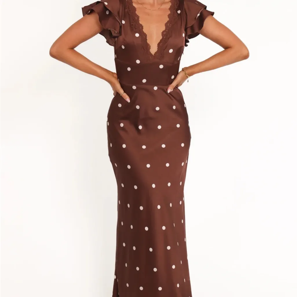 Petal & Pup Arella Maxi Dress Size 6 Brown Polka Dots - Image 2