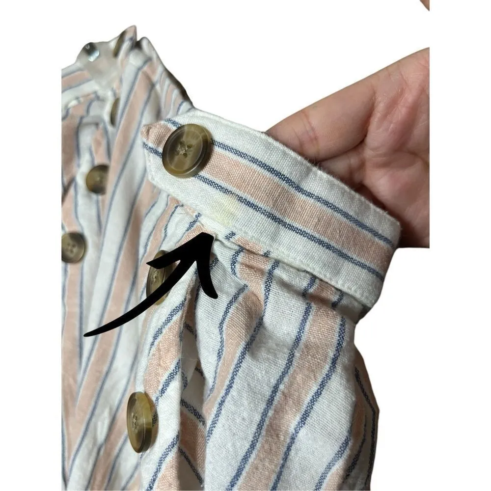 American Eagle High Waisted Side Button‎ Linen Blend Cropped Pants Size S - Image 6