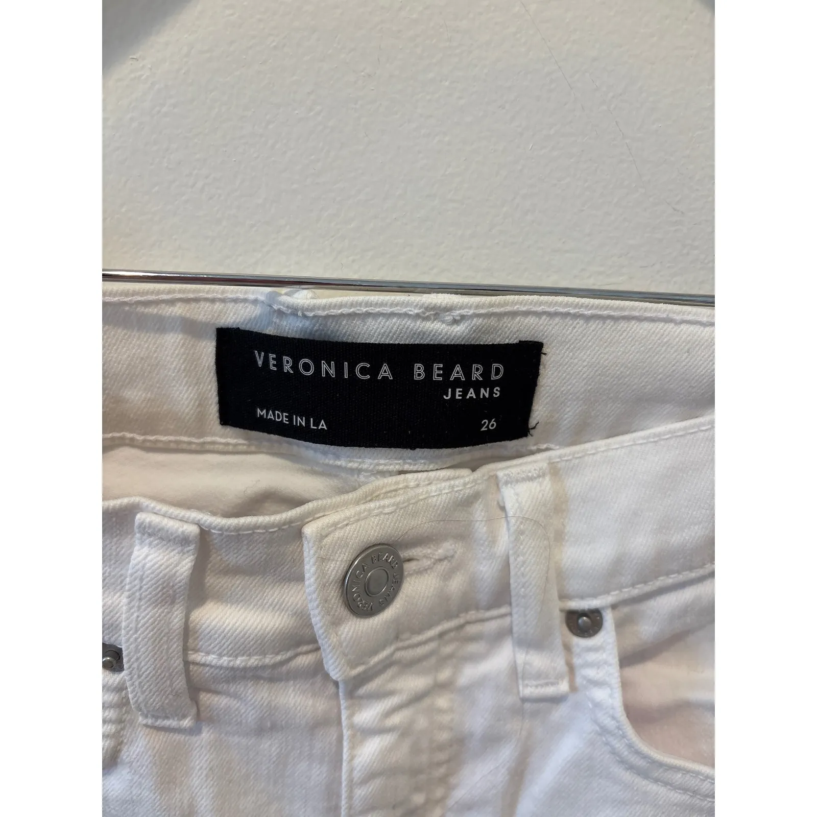 Veronica Beard Carly Kick Flare High Rise White Jeans Size 26 Made in LA - Image 5