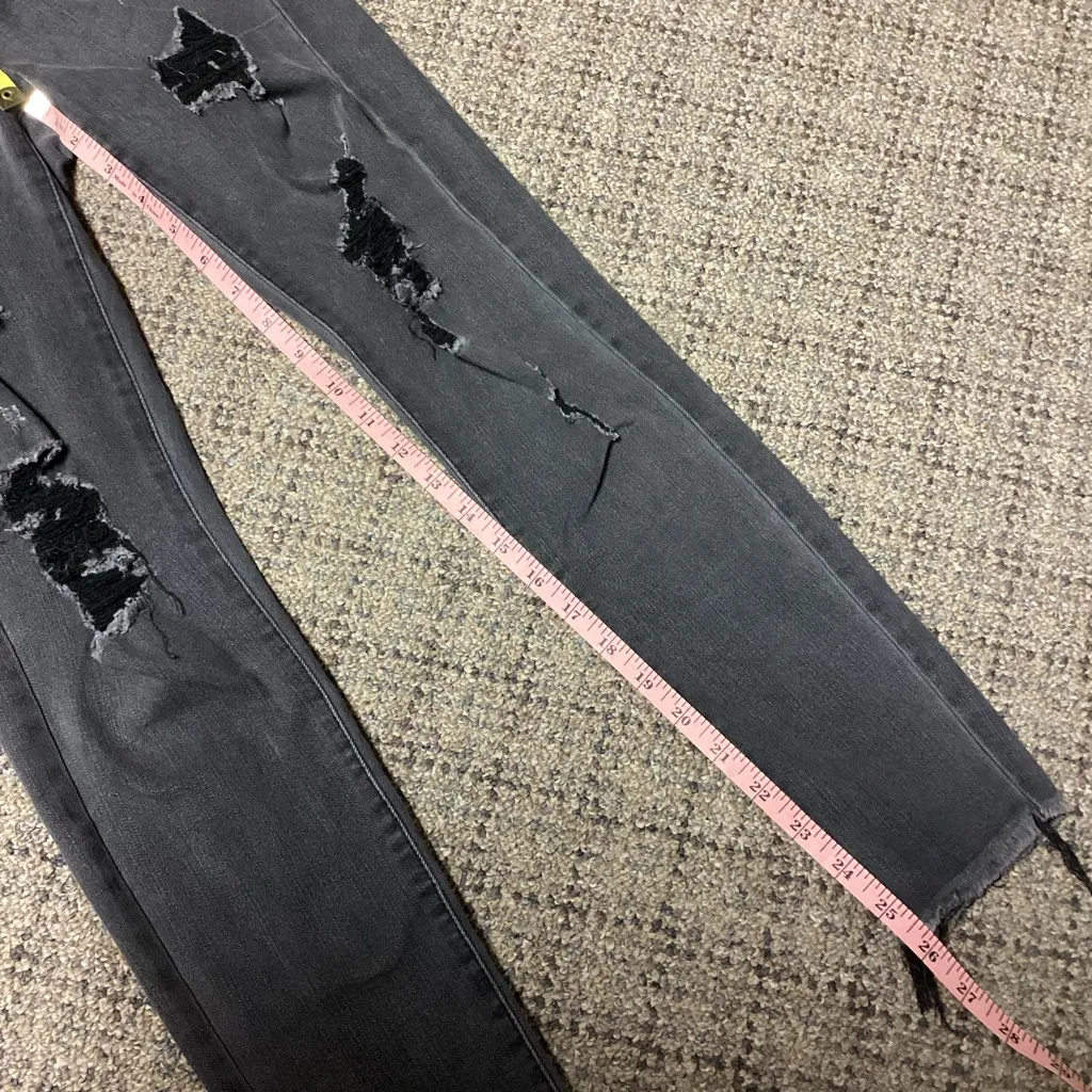 AERO Aeropostale High Rise Black Washed Distressed Stretch Skinny Jeans Size 2 - Image 6