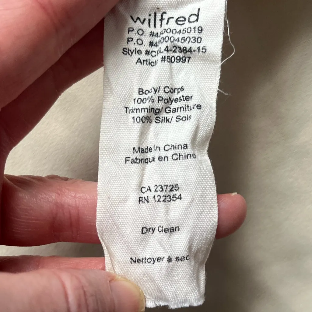 Wilfred Aritzia Tan Sleeveless V Neck Work Career Business High Low Blouse M - Image 4