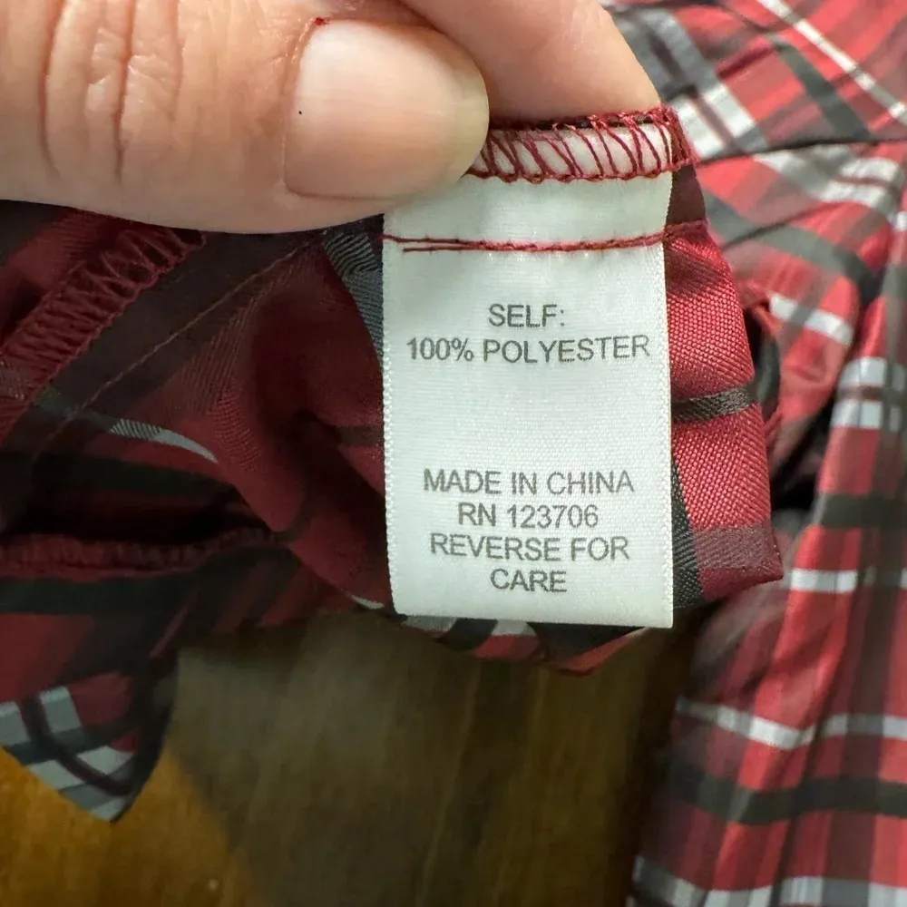 Preston & York Plaid Button Up Lightweight Jacket Red Black Holiday Career Sz 8 - Image 4