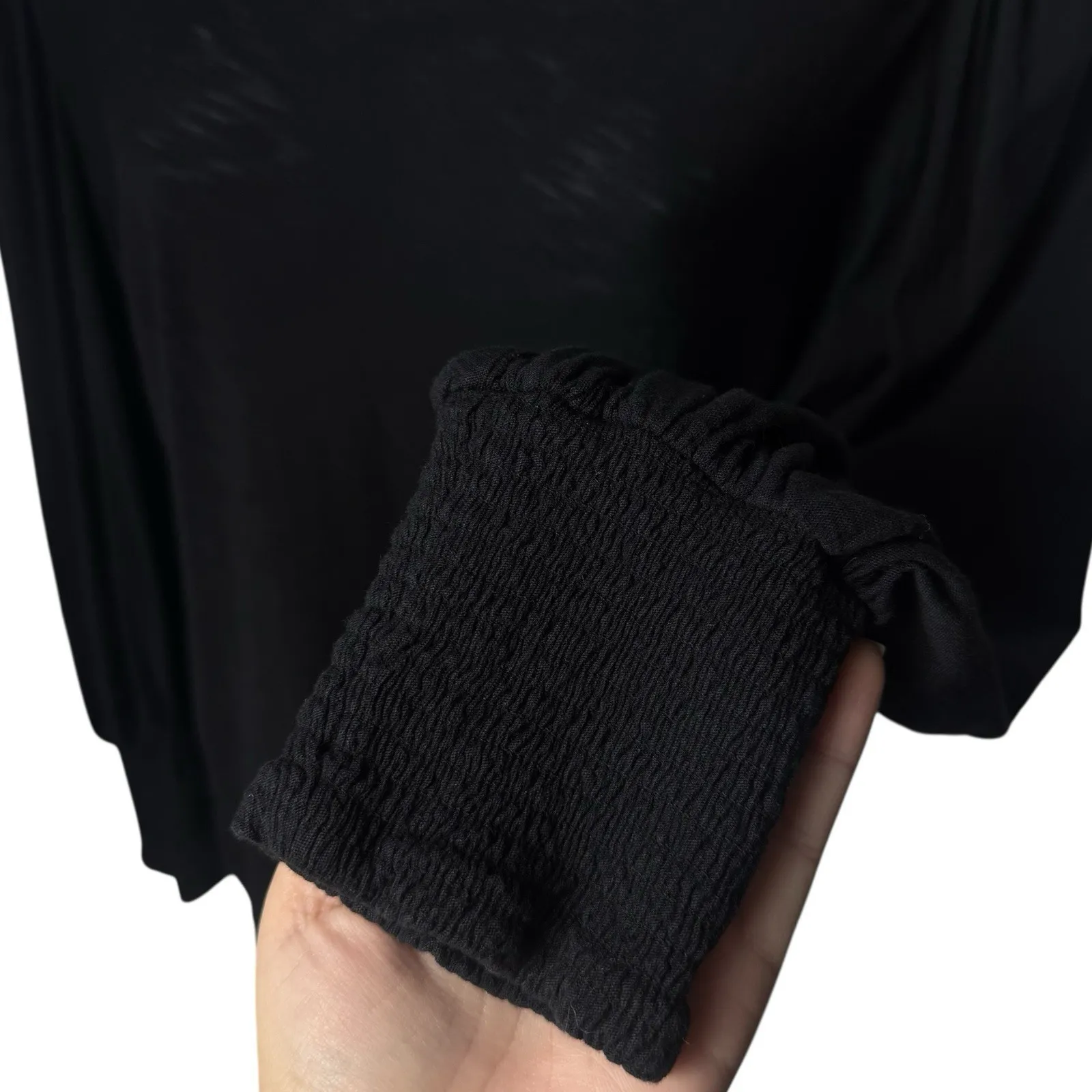 Nation Ltd Loren Smocked Peasant Top in Jet Black Capsule Boho Fairygoth S - Image 6