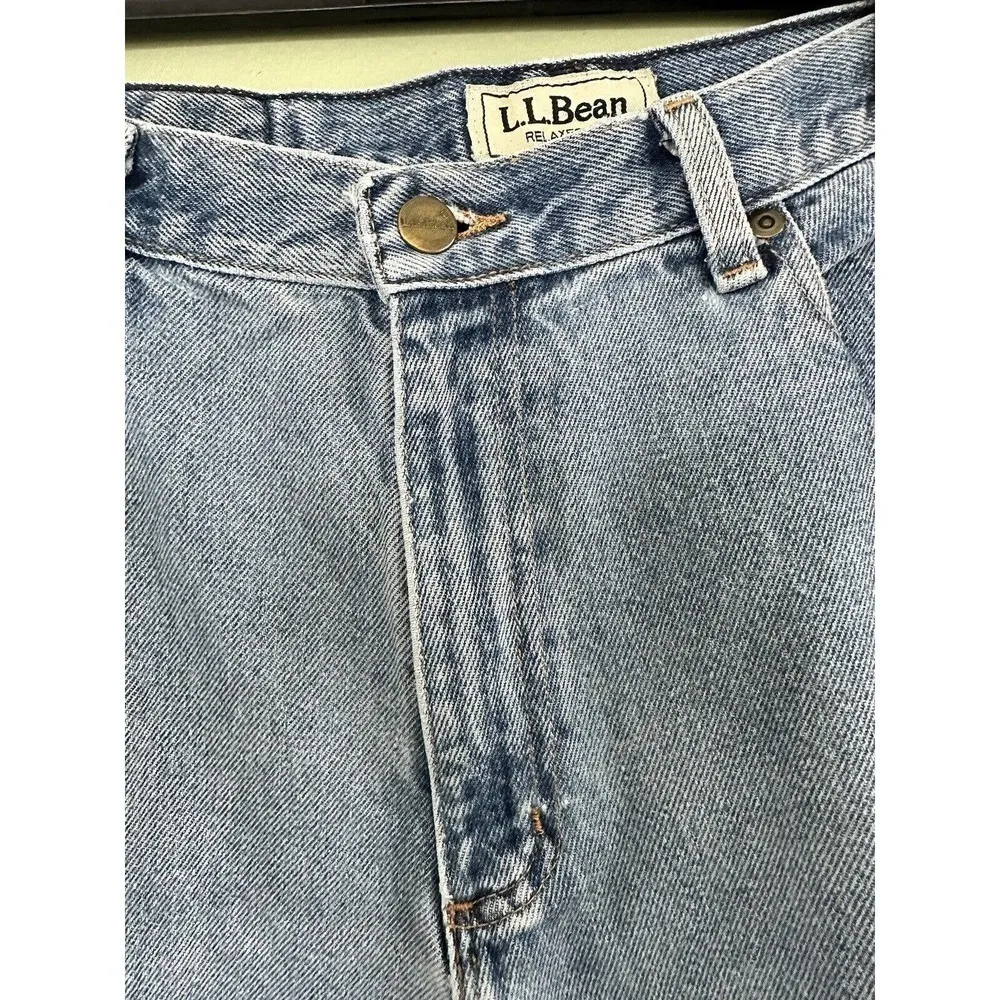 Vtg 90’s L.L Bean Jeans Relaxed Fit Women Sz 14 Tall Grunge Distressed Baggy‌ Blue - Image 5