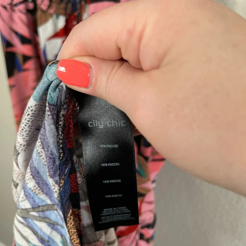 City Chic Womens Tropical Print Off Shoulder Mid-Length Dress Size 14 Ruffled - Image 10